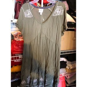 Olive green embroidered dress